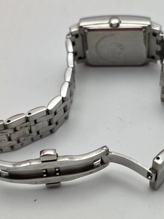 BMW Logo Rectangular Stainless Steel Bracelet Watch 5.5 In Wrist Silver Quartz